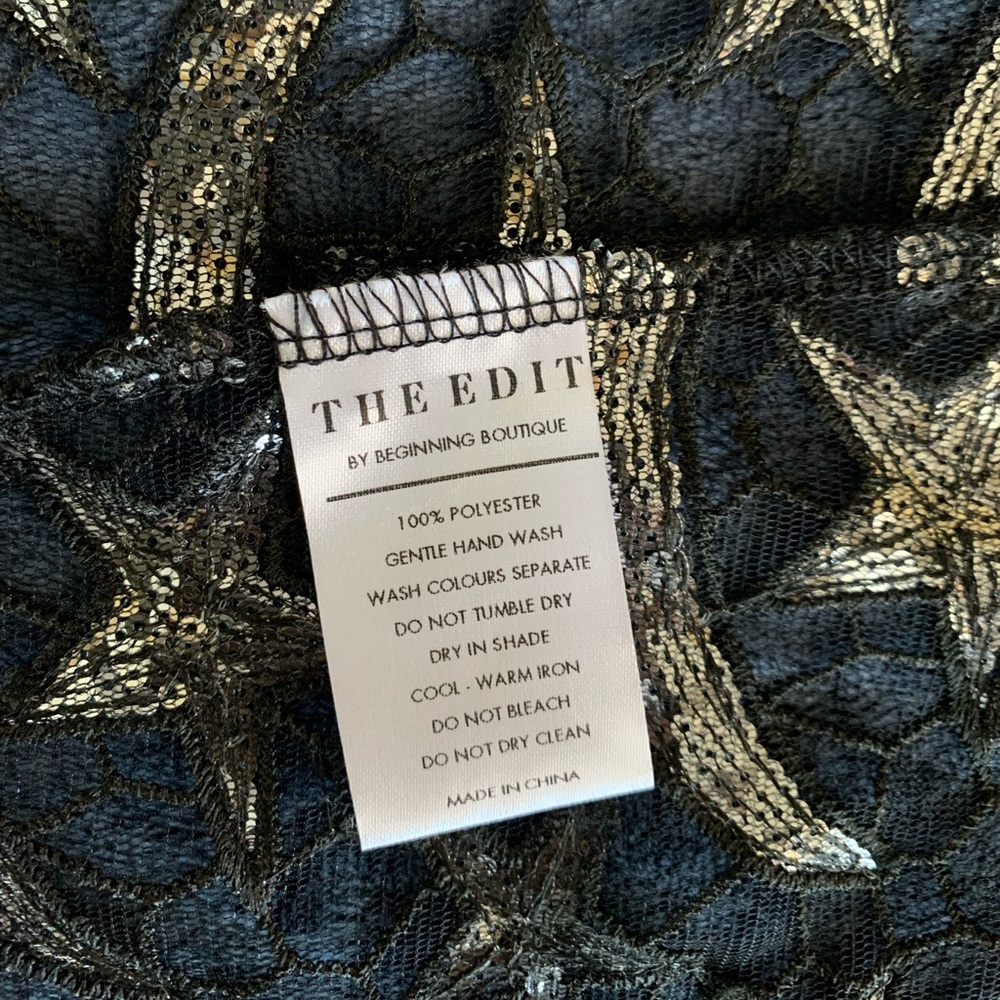 *NWT Beginning Boutique Shania Black and Silver Star Skirt SIZE L - Picture 5 of 9